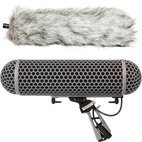 RODE BLIMP WINDSHIELD AND RYCOTE SHOCK MOUNT SUSPENSION SYSTEM FOR SHOTGUN MICROPHONES