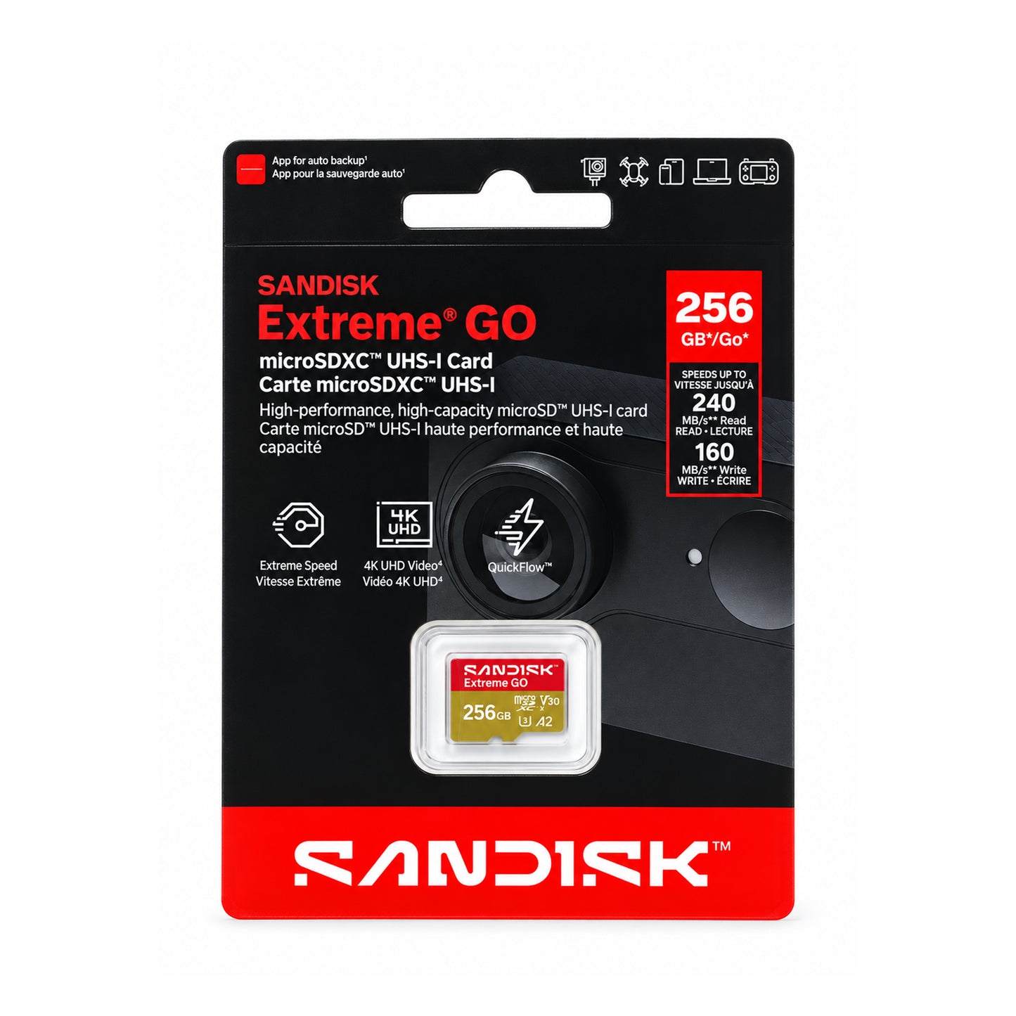 SanDisk 256GB Extreme GO microSDXC UHS-I Memory Card- 240MB/s