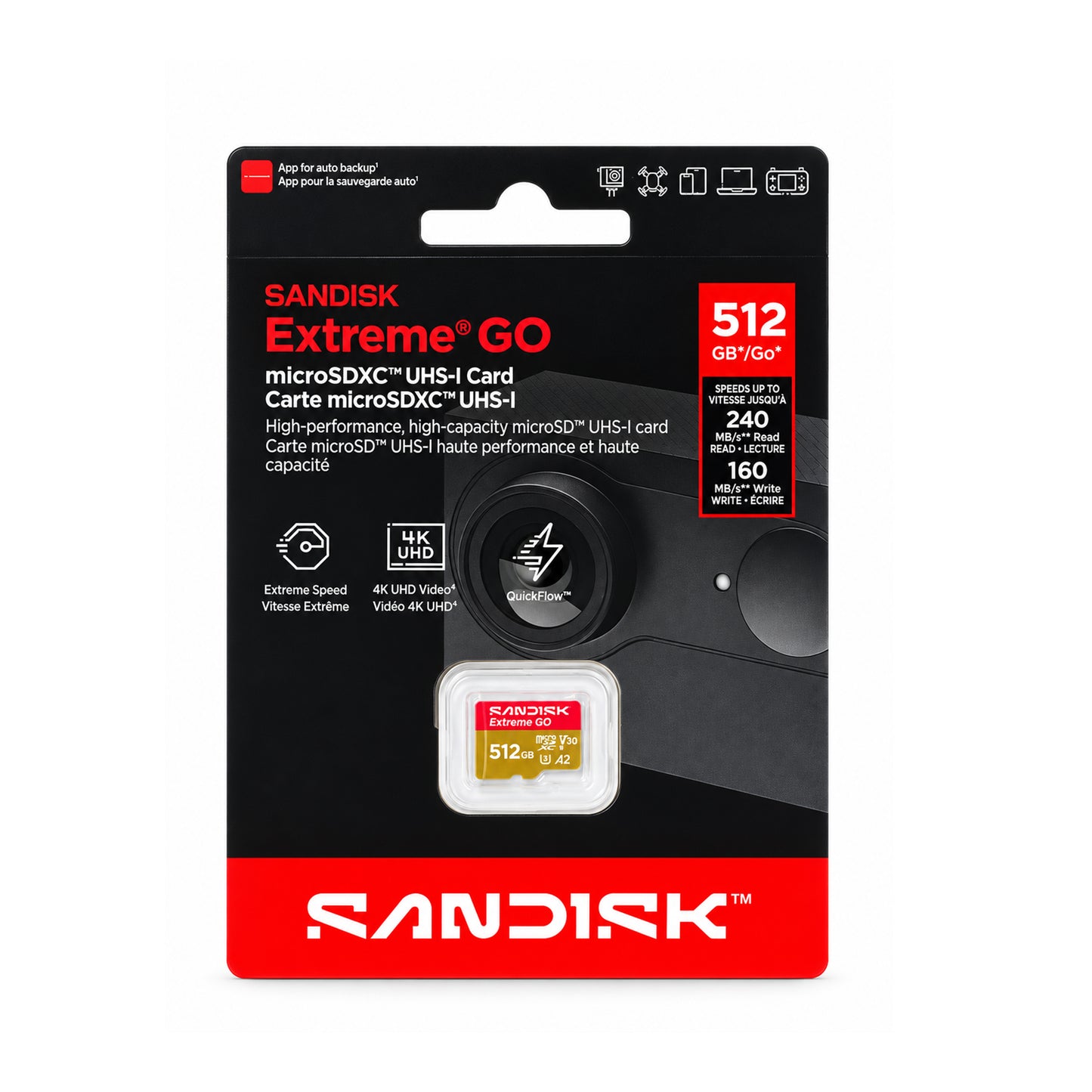 SanDisk 512GB Extreme GO microSDXC UHS-I Memory Card-240MB/s