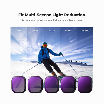 K&F CONCEPT Filter Insta360 Ace Pro 2, 6 Pack PL &nbsp;ND8 ND16 ND32 ND64 ND128 Polarizer Neutral Density Filter Action Camera Accessories, Multi Coated HD Optical Glass &nbsp; SKU: SKU.2602