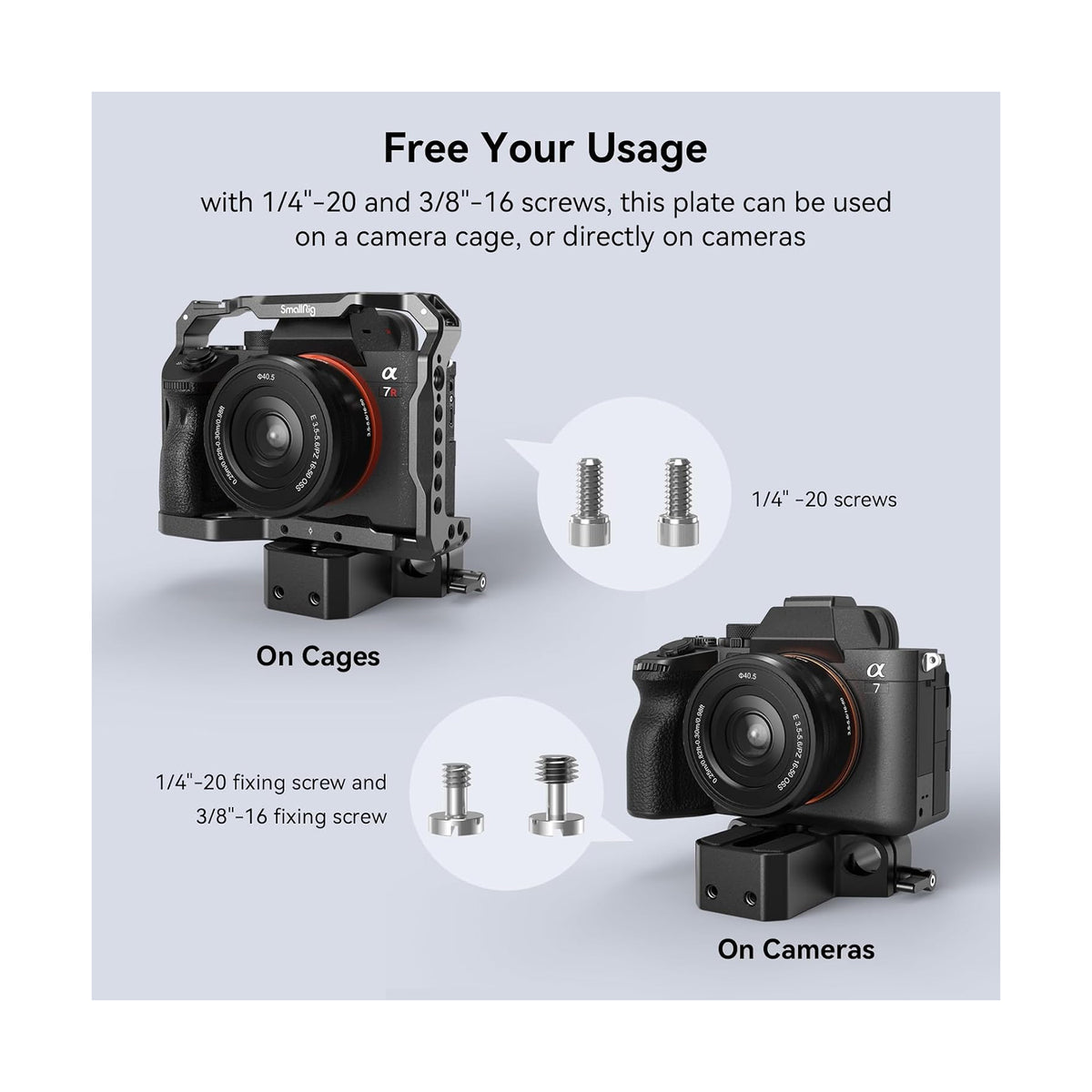 SMALLRIG Camera Baseplate with 15mm LWS Rod Rail Clamp-1674