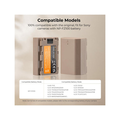 K&F Concept NP-FZ100 2280mAh USB-C Battery for Sony Cameras – KF28.0023