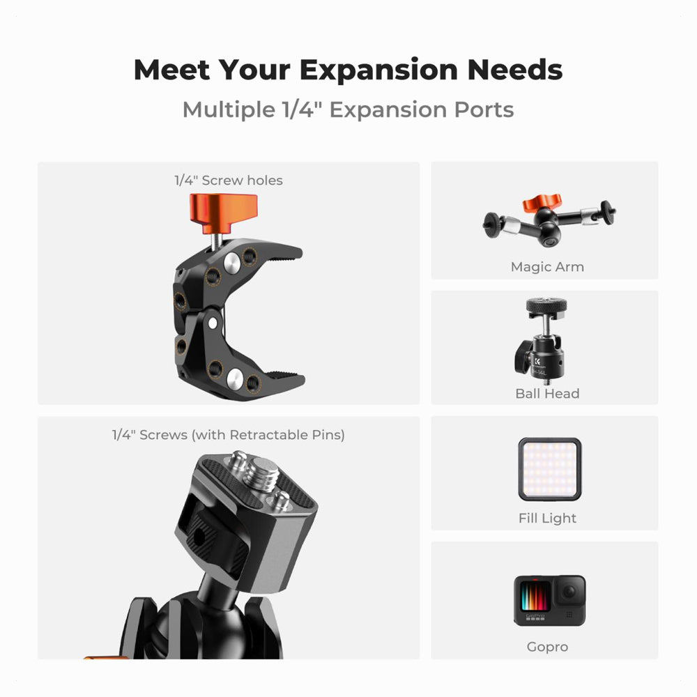 K&F Concept MS25 Super Clamp with Dual Ballhead Magic Arm (KF31.096)