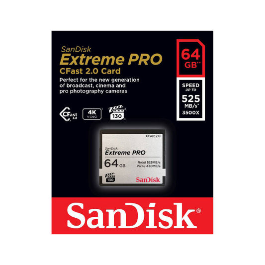 SANDISK EXTREME PRO 64GB 525MB/S CFAST 2.0 CARD