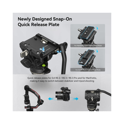 SmallRig CT210 Video Tripod with Fluid Head and Reversible Center Column-4475
