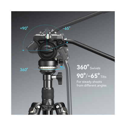 SmallRig CT210 Video Tripod with Fluid Head and Reversible Center Column-4475