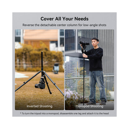 SmallRig CT210 Video Tripod with Fluid Head and Reversible Center Column-4475