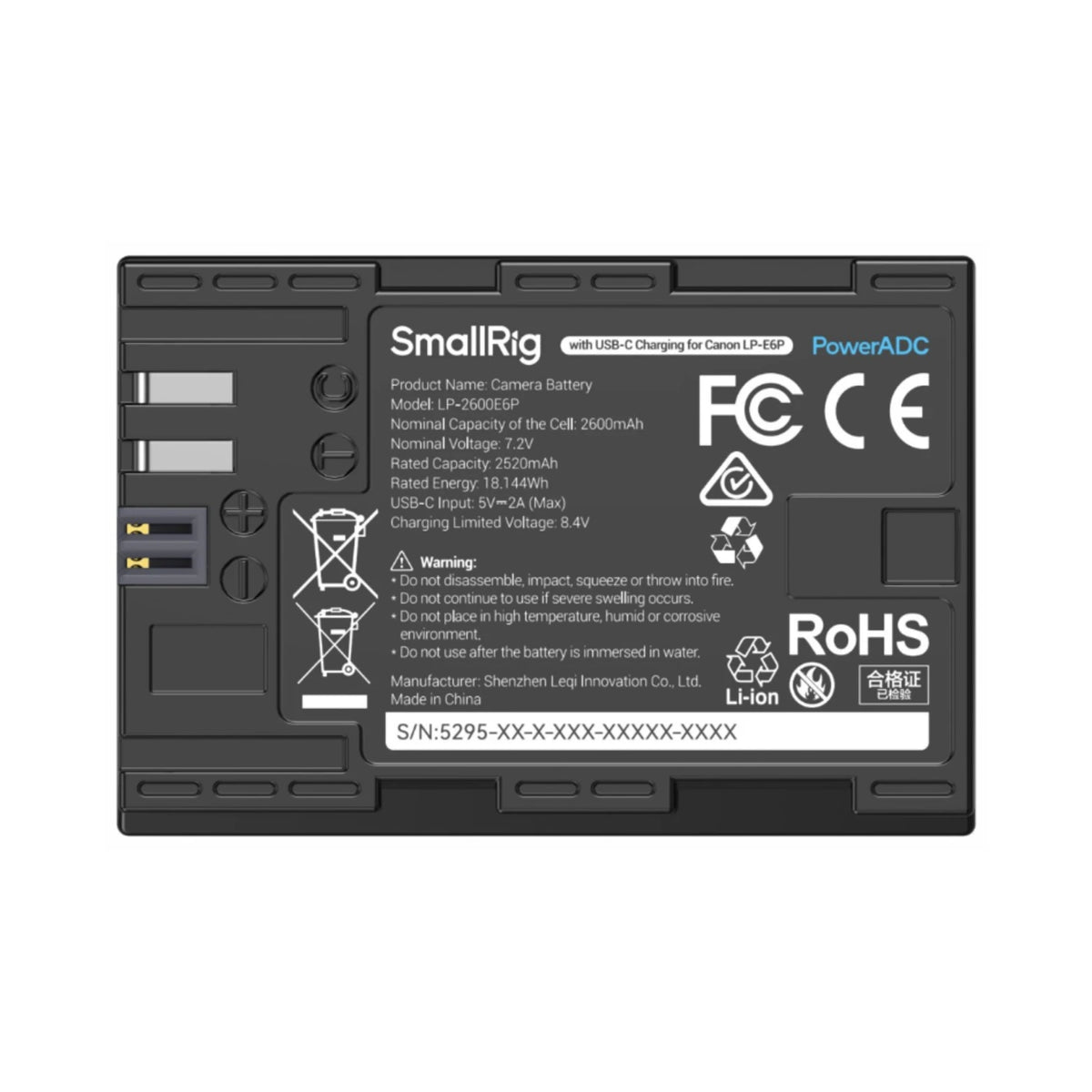 SmallRig Camera Battery with USB-C Charging for Canon LP-E6P (5295)