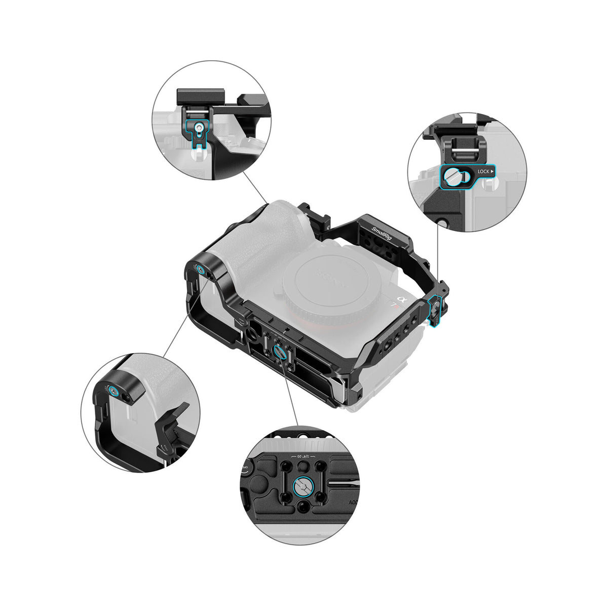 SmallRig Hawk Lock Camera Cage Kit for Sony A7R VI Full Cage-6702