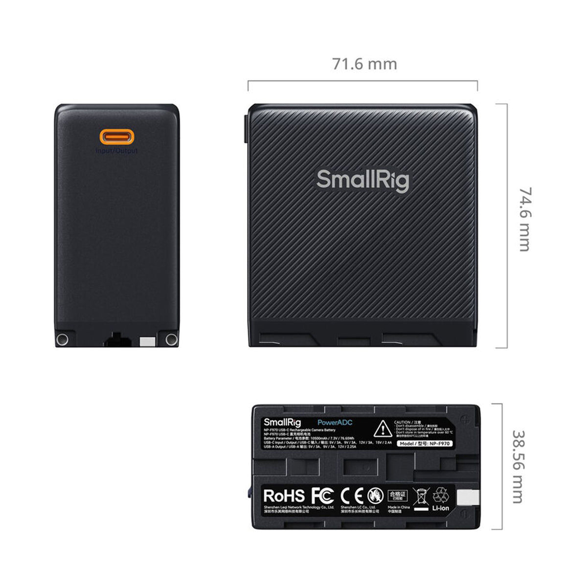 SmallRig L-Series/NP-F970 USB-C Rechargeable Camera Battery (Black) – 4469