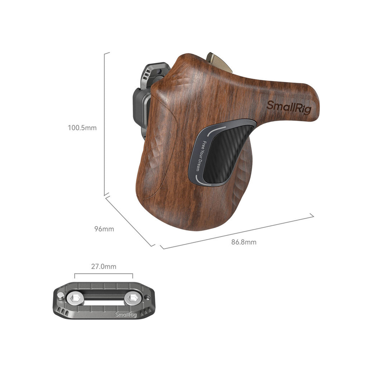 SmallRig Rotating Left-Side Wooden Handle with NATO Clamp 5161