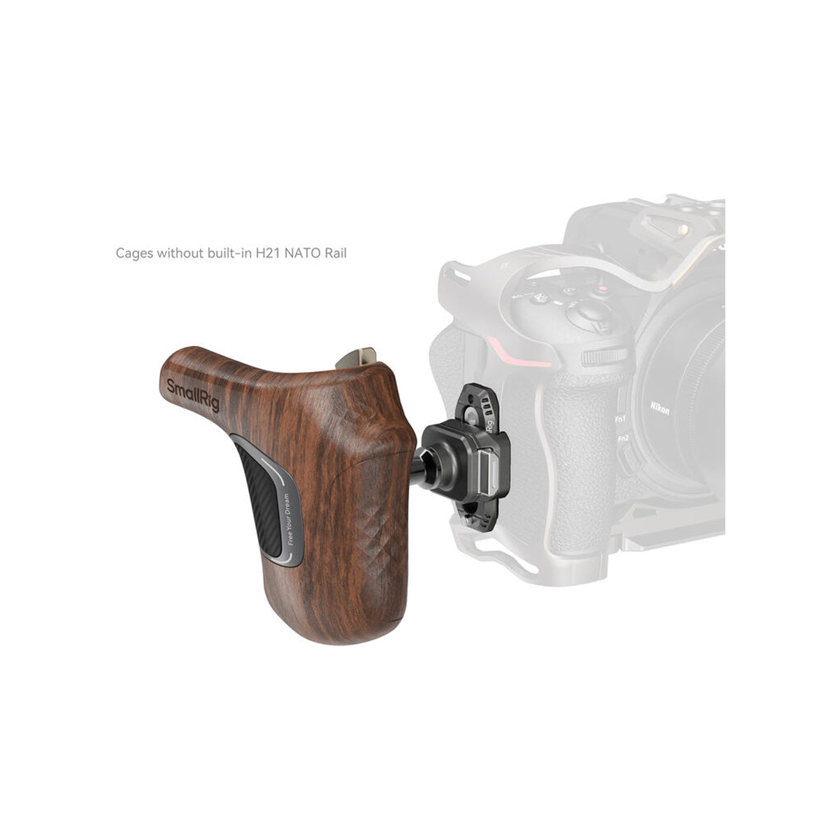 SmallRig Rotating Right-Side Wooden Handle with NATO Clamp 5192