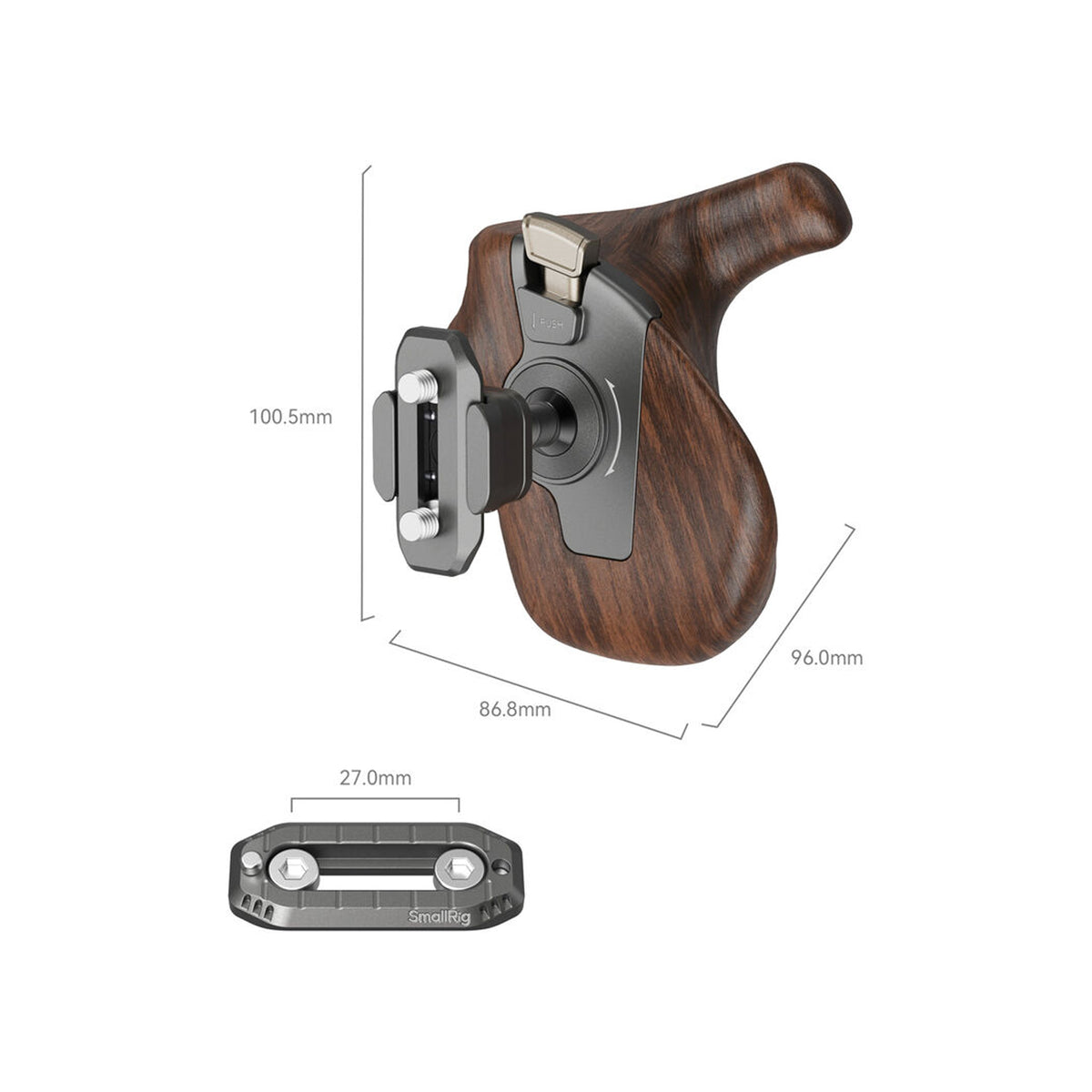 SmallRig Rotating Right-Side Wooden Handle with NATO Clamp 5192
