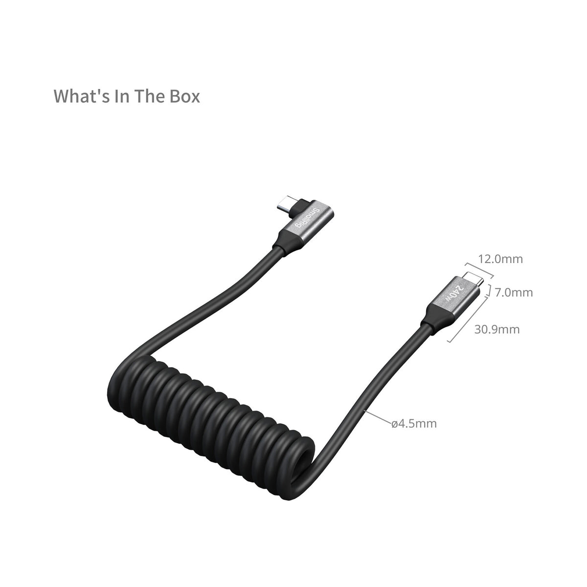SmallRig USB-C Coiled Cable (Right Angle, 13.8")-5730