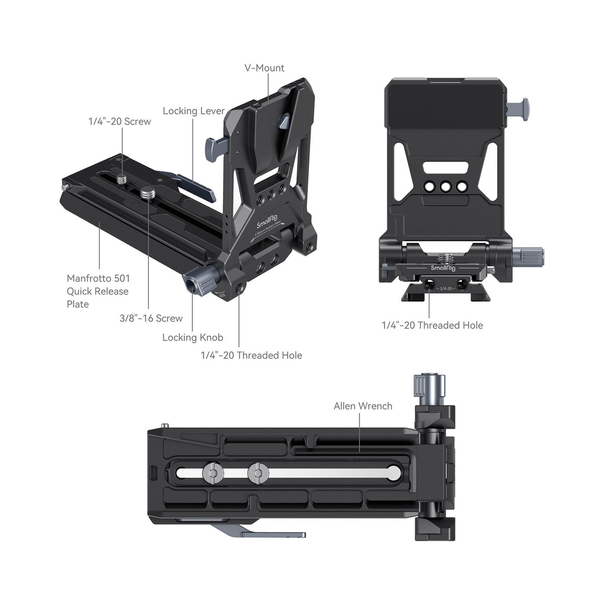 SmallRig V-Lock Battery Plate with 15mm LWS Base Kit for Small Cinema Cameras-4323
