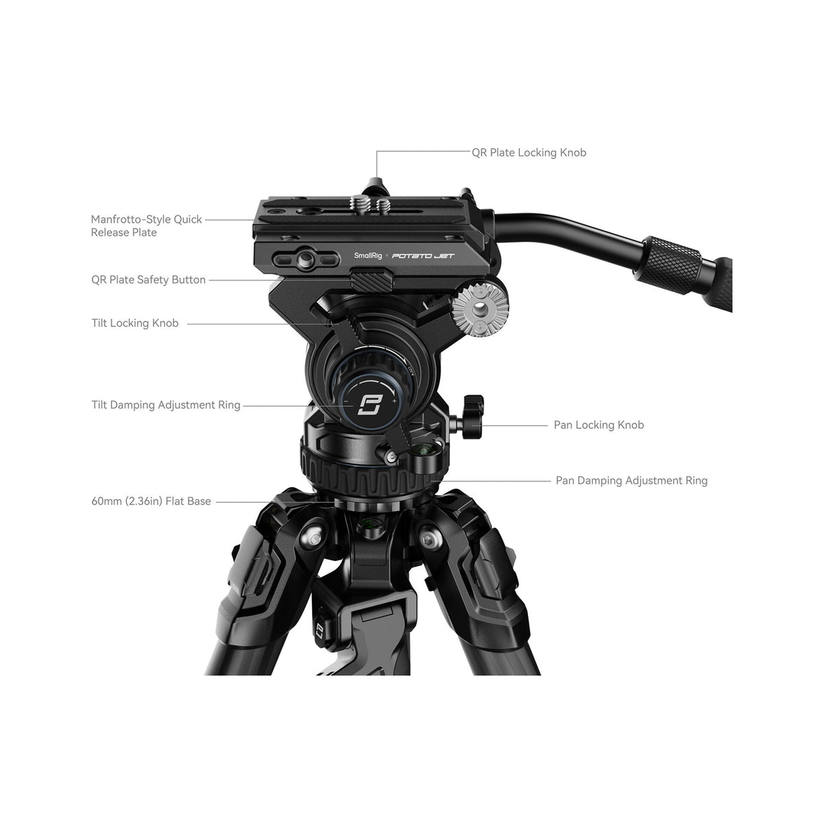 SmallRig  5755 x Potato Jet TRIBEX Carbon II Tripod with Fluid Head