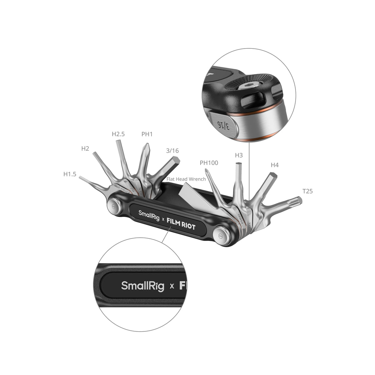 SmallRig x FILM RIOT 10-in-1 Detent Folding Multi-Tool Kit (Black) 4375