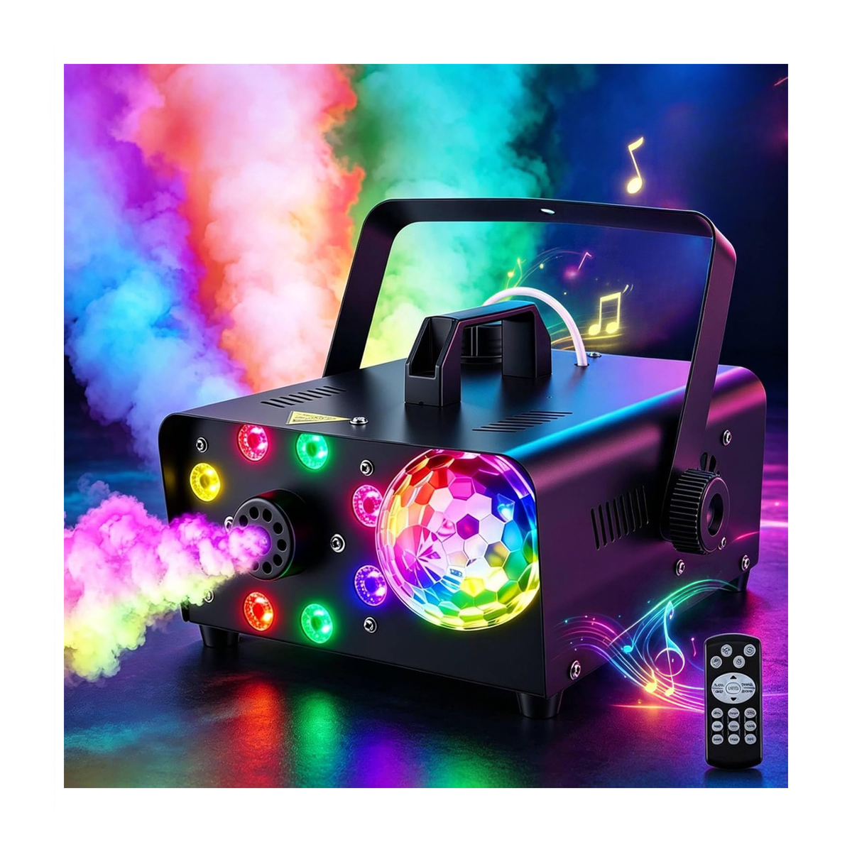 Smoke Machine 600W Fog Machine-Disco Ball Light and RGB LED Lights