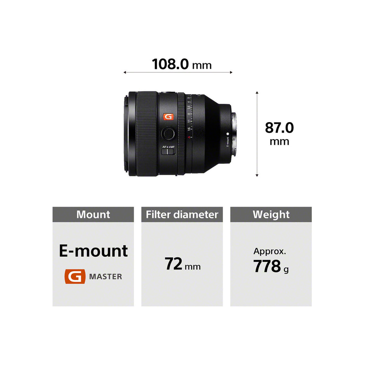 Sony FE 50mm f/1.2 GM Lens – Sony E-Mount (SEL50F12GM)