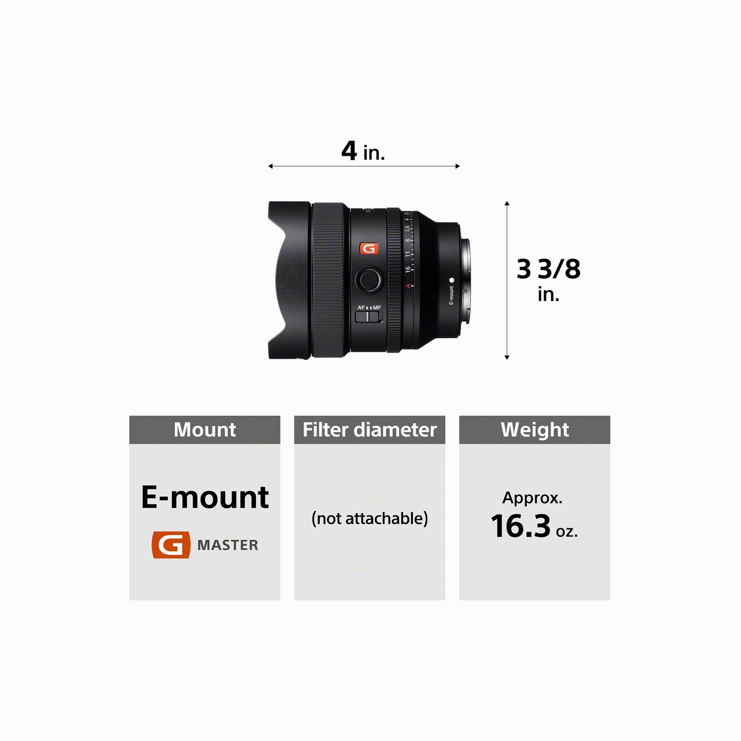 Sony 14mm f/1.8 GM Full-Frame E-Mount Lens (SEL14F18GM)