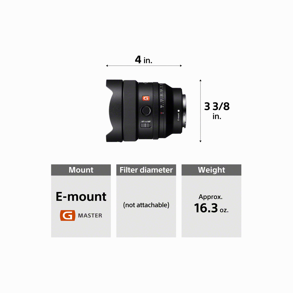 Sony 14mm f/1.8 GM Full-Frame E-Mount Lens (SEL14F18GM)
