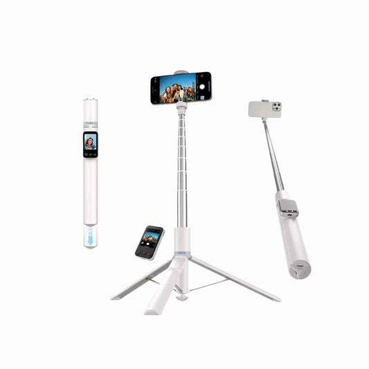 TELESIN 68-Inch 1.7M Projection Tripod & Selfie Stick for Smartphones – White