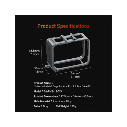TELESIN Cage with Magnetic Quick Release for Insta360 Ace, Ace Pro & Ace Pro 2 — S6-FMS-18-TIS