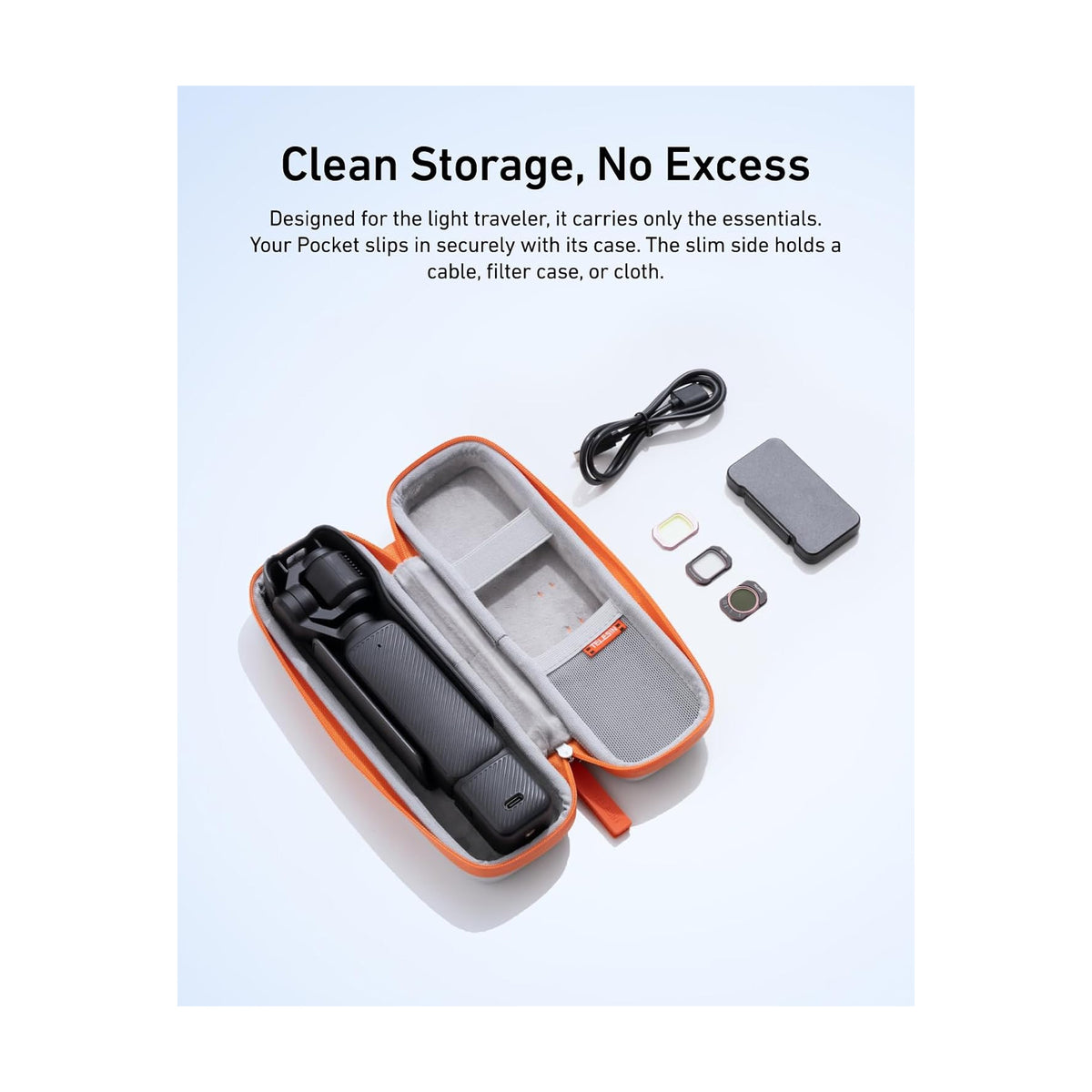 TELESIN DisAdv Carrying Case for DJI Osmo Pocket 4/3, Xtra Muse & Insta360 Luna Ultra (Silver) — S6-PRC-26SR-TDJ