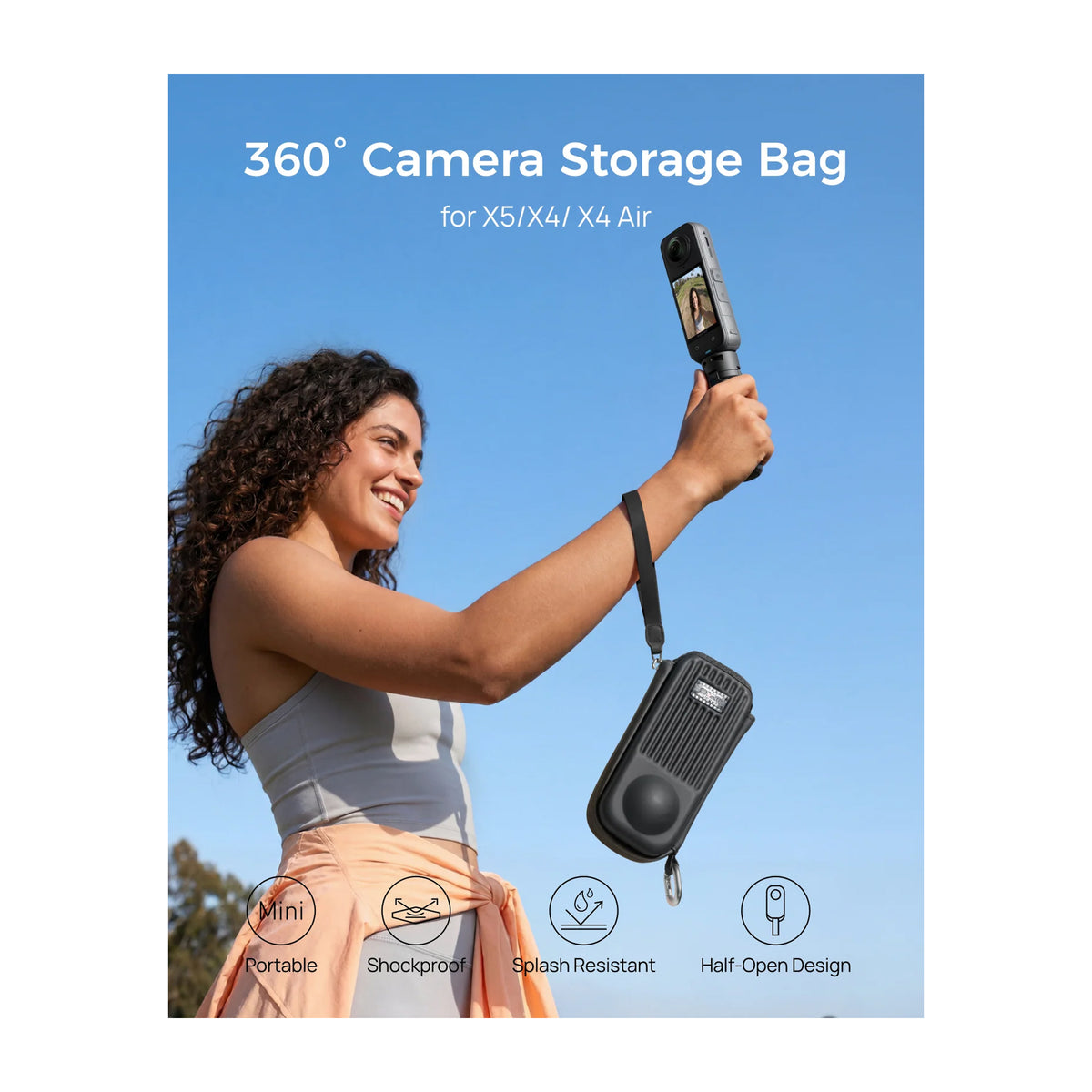 TELESIN DisAdv Case for Insta360 X5/X4/X4 Air (Black) — S6-PRC-30BK-TIS