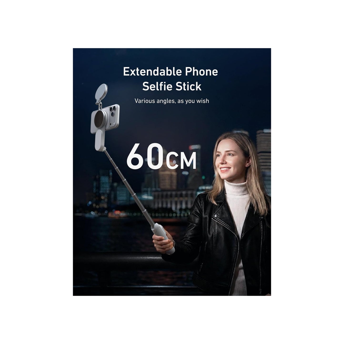 TELESIN Magnetic Selfie Stick Tripod with Selfie Light -P1-TSS-013