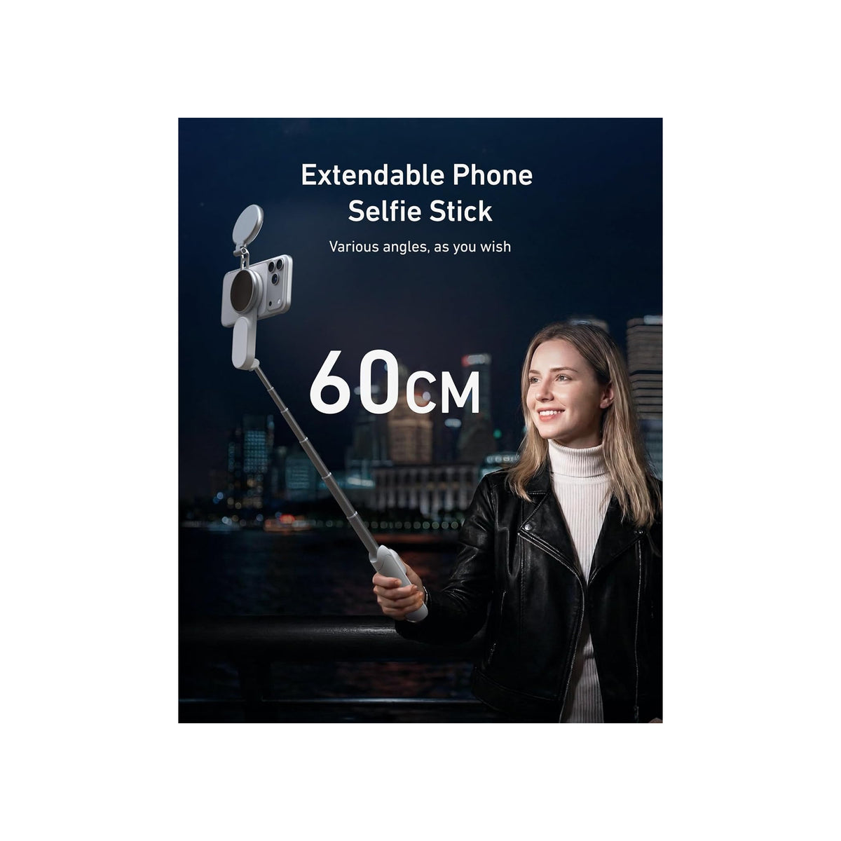 TELESIN Magnetic Selfie Stick Tripod with Selfie Light -P1-TSS-013