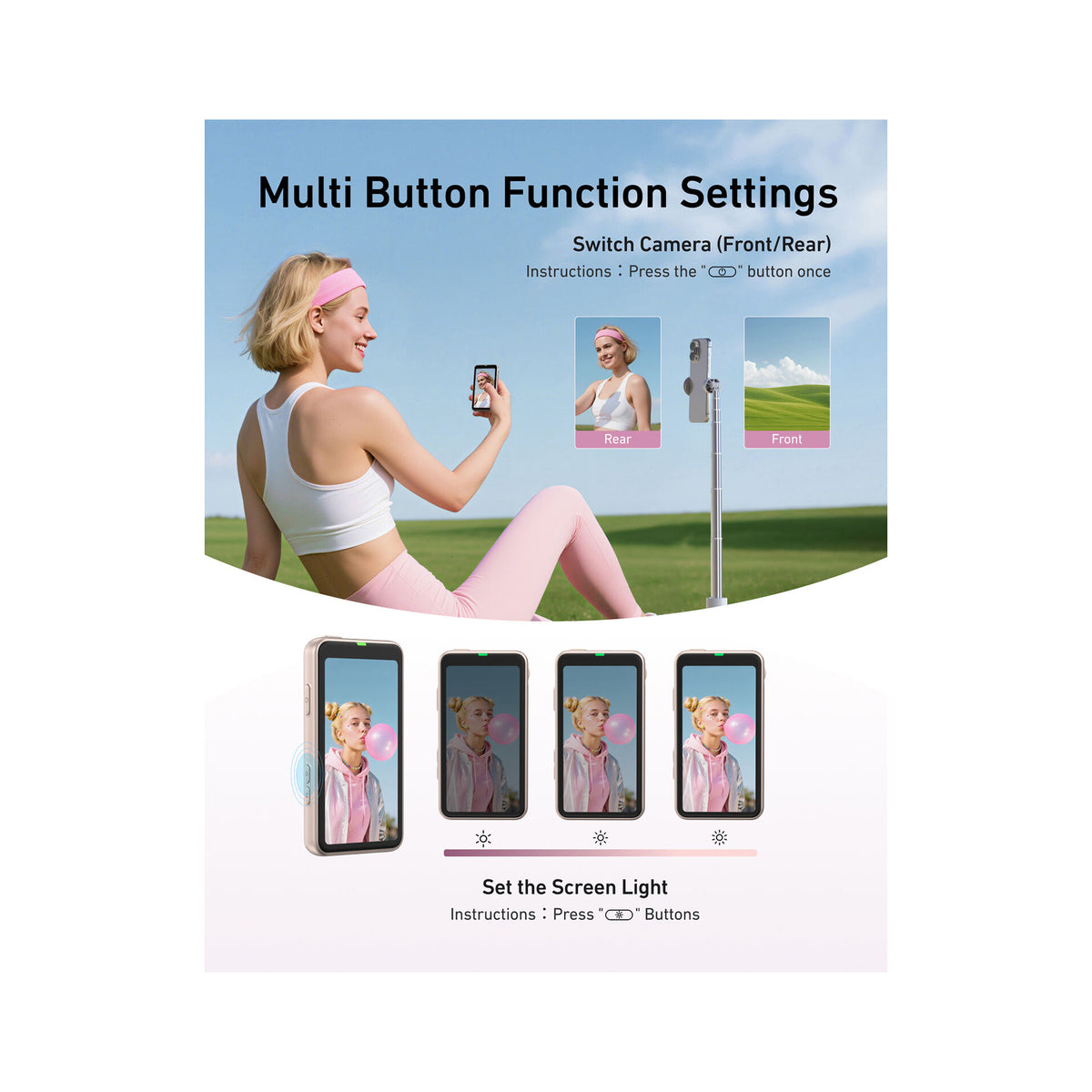 TELESIN Magnetic Smartphone Selfie/Vlogging Screen-P5-RMT-07