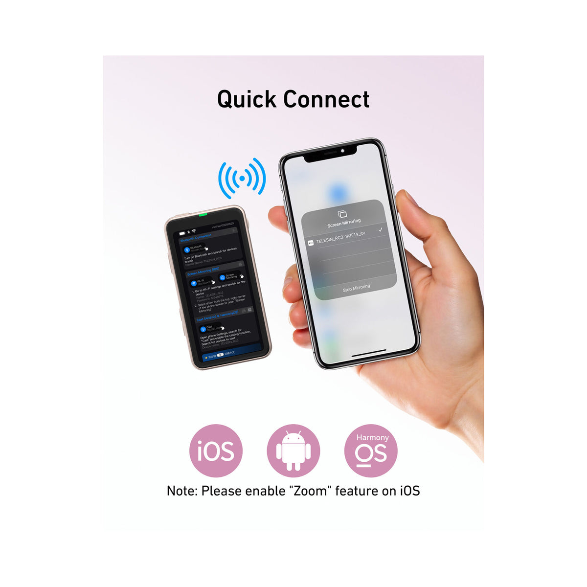 TELESIN Magnetic Smartphone Selfie/Vlogging Screen-P5-RMT-07