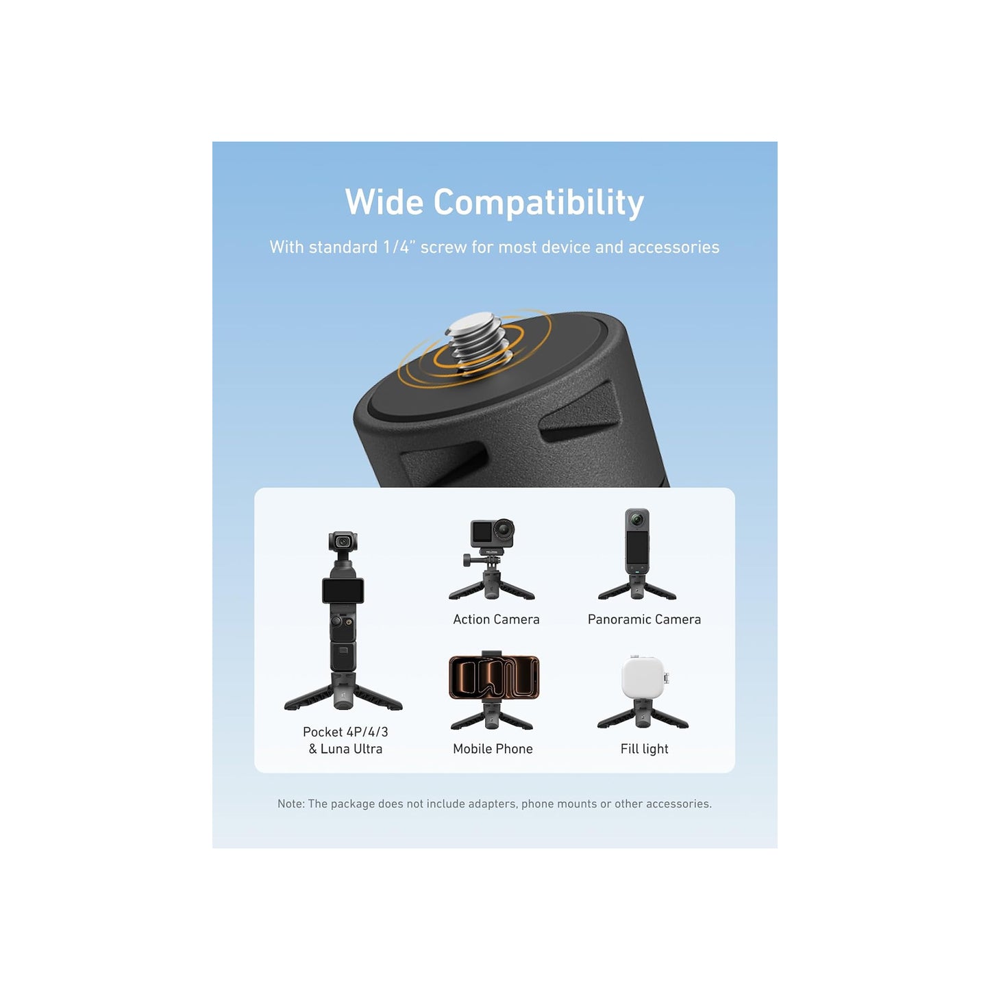 TELESIN Mini Portable Tripod & Grip 2-in-1 for DJI Osmo Pocket 3/4-S3-EAK-06