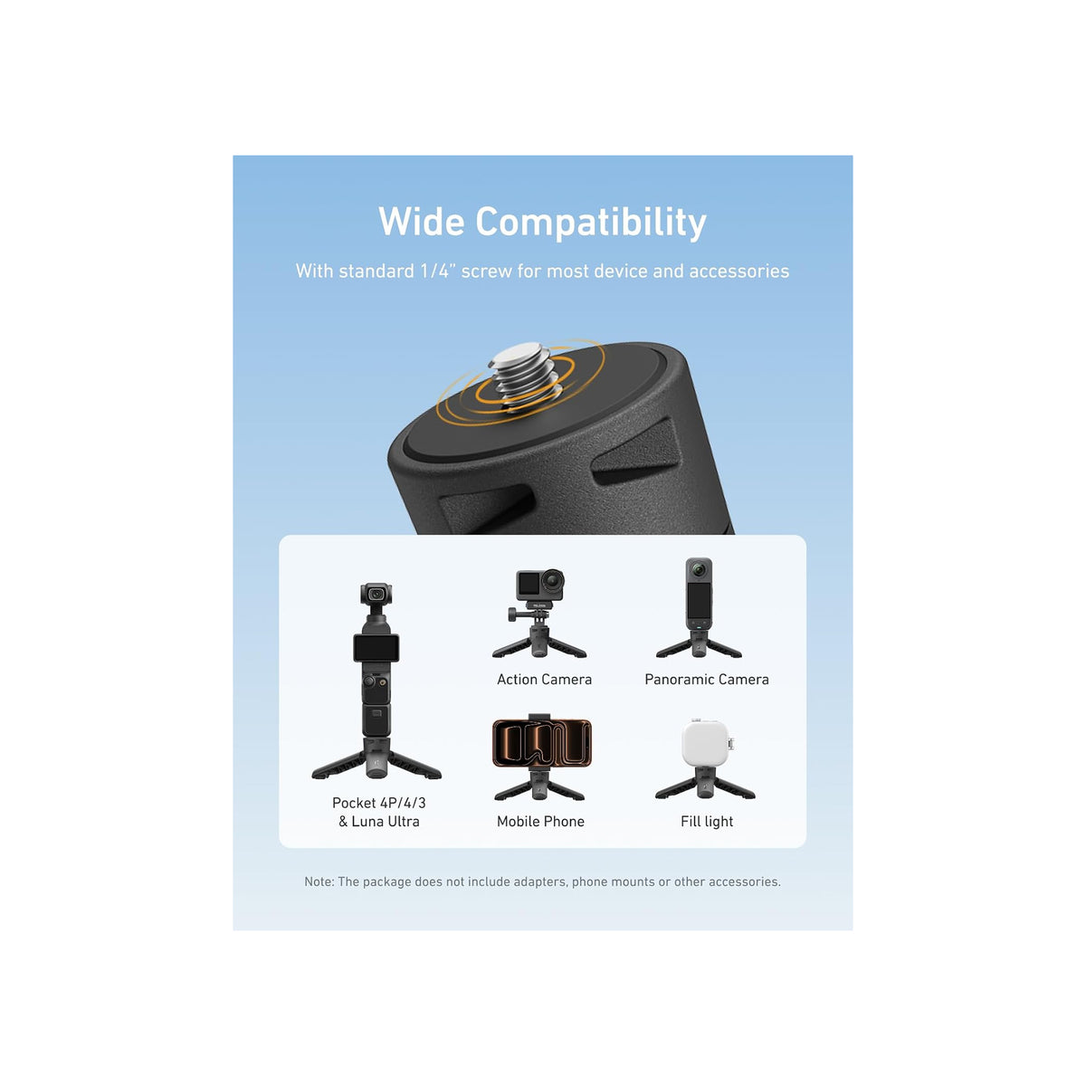 TELESIN Mini Portable Tripod & Grip 2-in-1 for DJI Osmo Pocket 3/4-S3-EAK-06