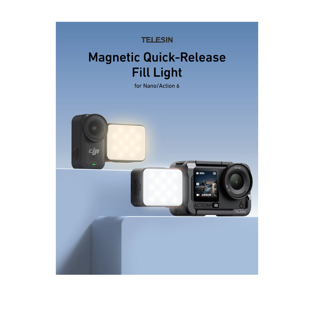 TELESIN Quick Release Fill Light for DJI Osmo Nano & Action 6 — S5-BGD-17-TDJ