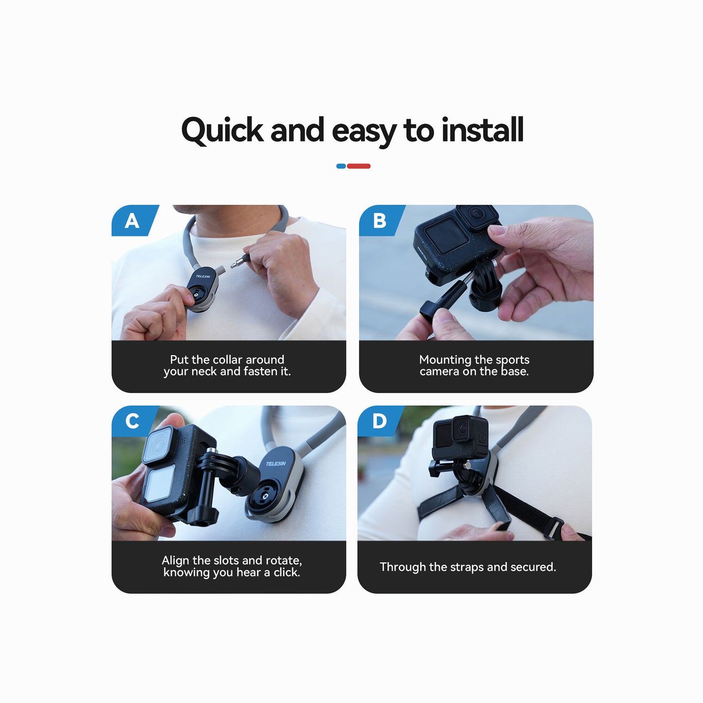 TELESIN Quick Release Neck Mount for Action Cameras (2.0)