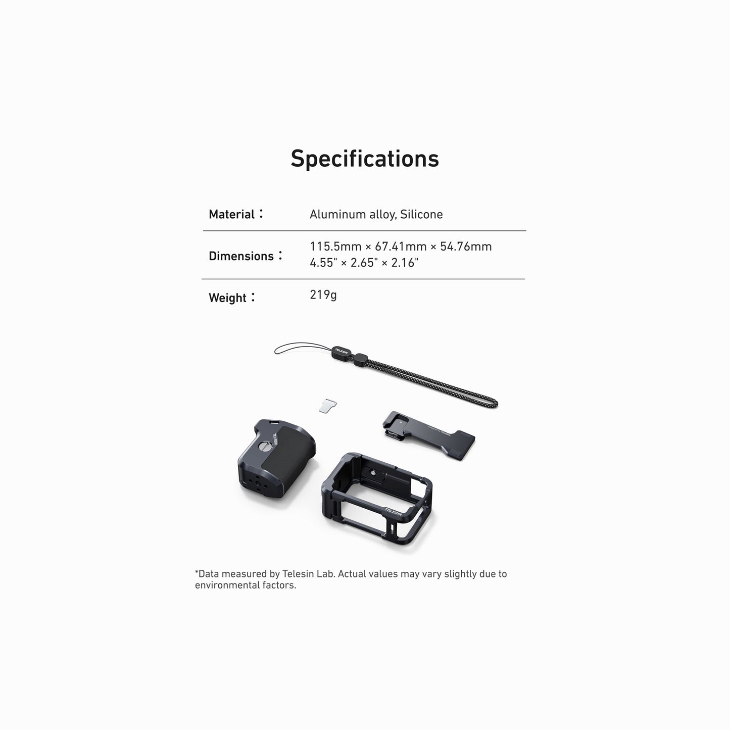 TELESIN Aluminum Street Shot Set for DJI Osmo Action 6 (Black)