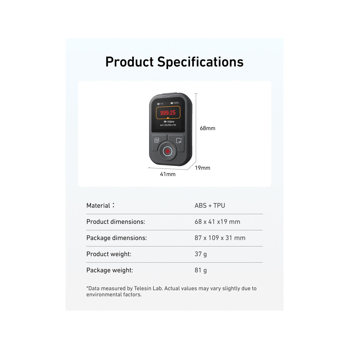 TELESIN T13 Bluetooth Remote Control for Select DJI Osmo Cameras