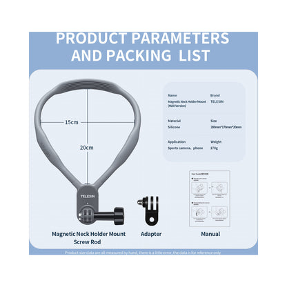 TELESIN U-Hanging Neck Bracket for Action Cameras & Smartphones (Large) — TE-HNB-002