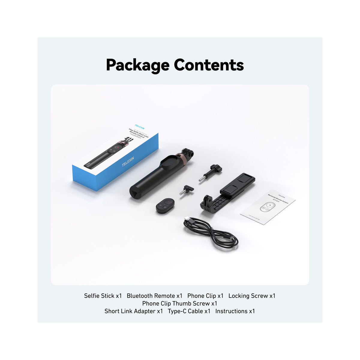 TELESIN Vlog Remote Selfie Stick for Action Cameras and Smartphones — S1-CSS-08