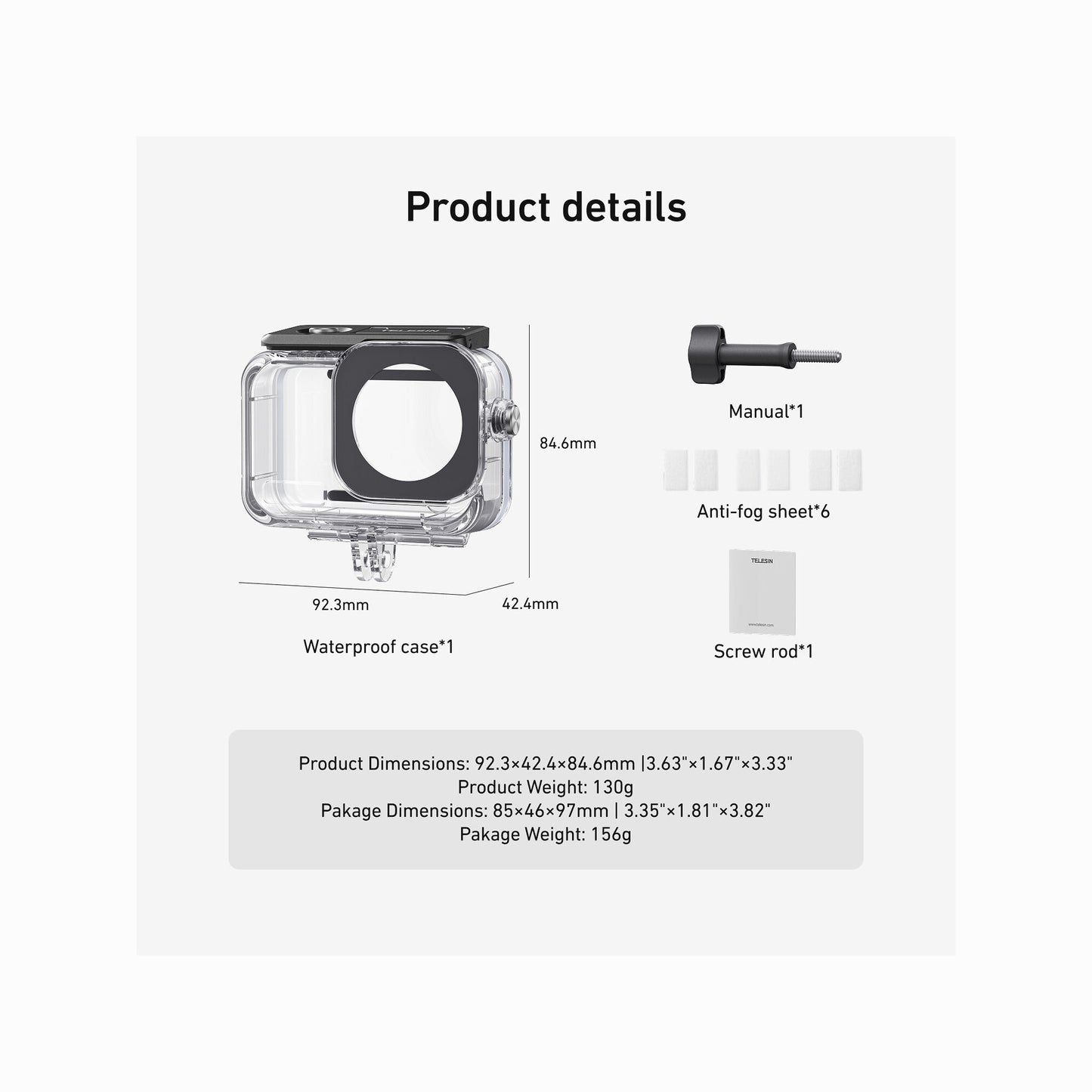 TELESIN Waterproof Case for DJI Osmo Action 6
