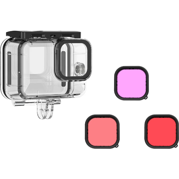 TELESIN Waterproof Housing & Lens Kit for GoPro HERO13/12/11/10/9(Purple, Red & Magenta)(GP-WTP-904)