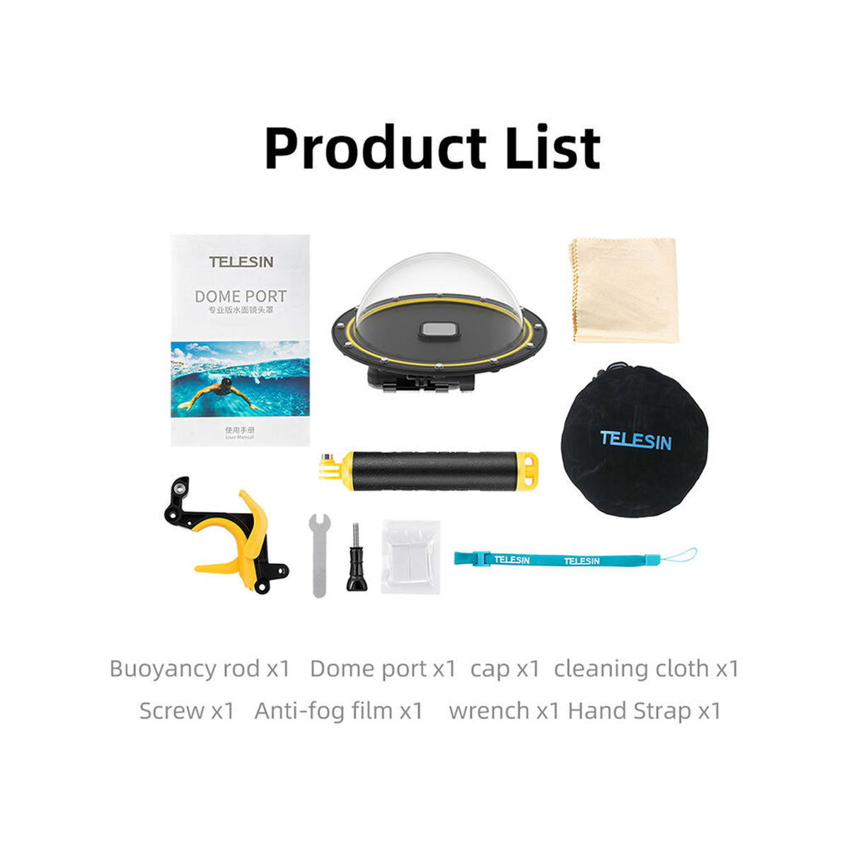 TELESIN 6INCH DOME PORT FOR GOPRO 9/10/11