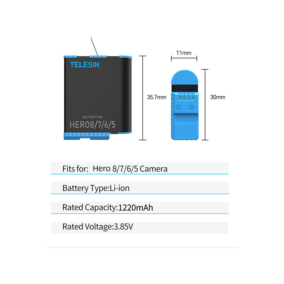 TELESIN BATTERY FOR GOPRO HERO 5/6/7/8