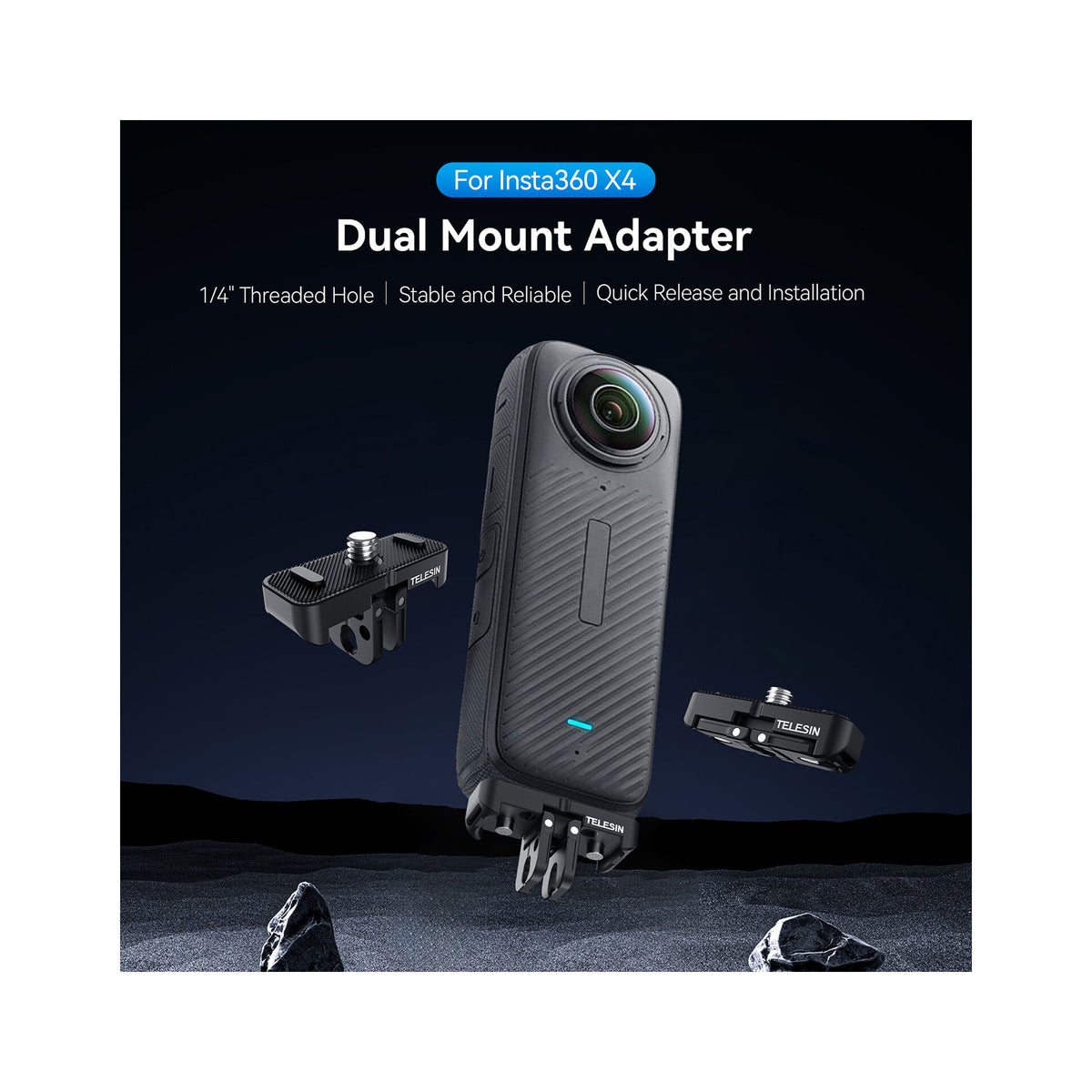 TELESIN DUAL MOUNT ADAPTER FOR INSTA360X4(S7-JBK-05)