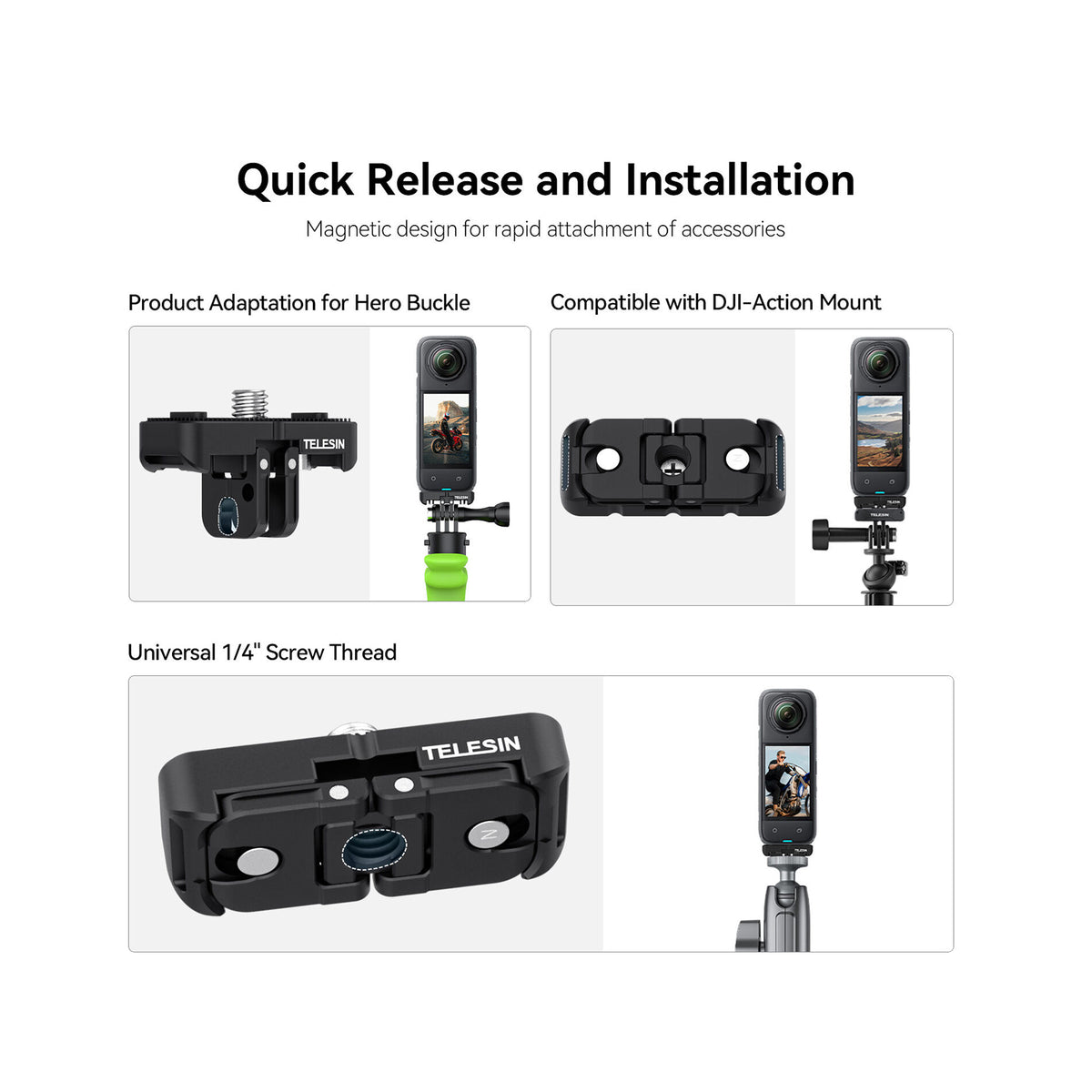 TELESIN DUAL MOUNT ADAPTER FOR INSTA360X4(S7-JBK-05)