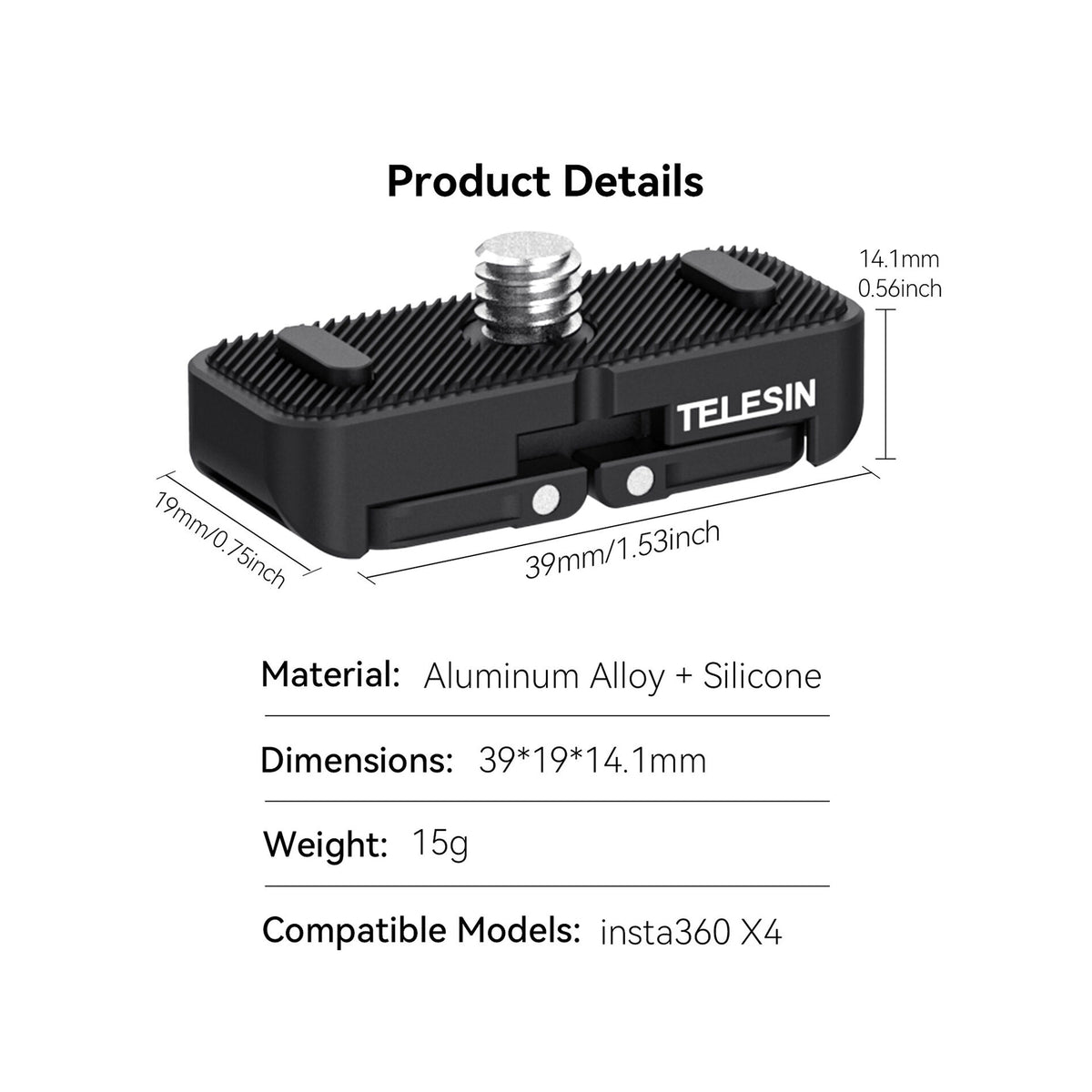 TELESIN DUAL MOUNT ADAPTER FOR INSTA360X4(S7-JBK-05)