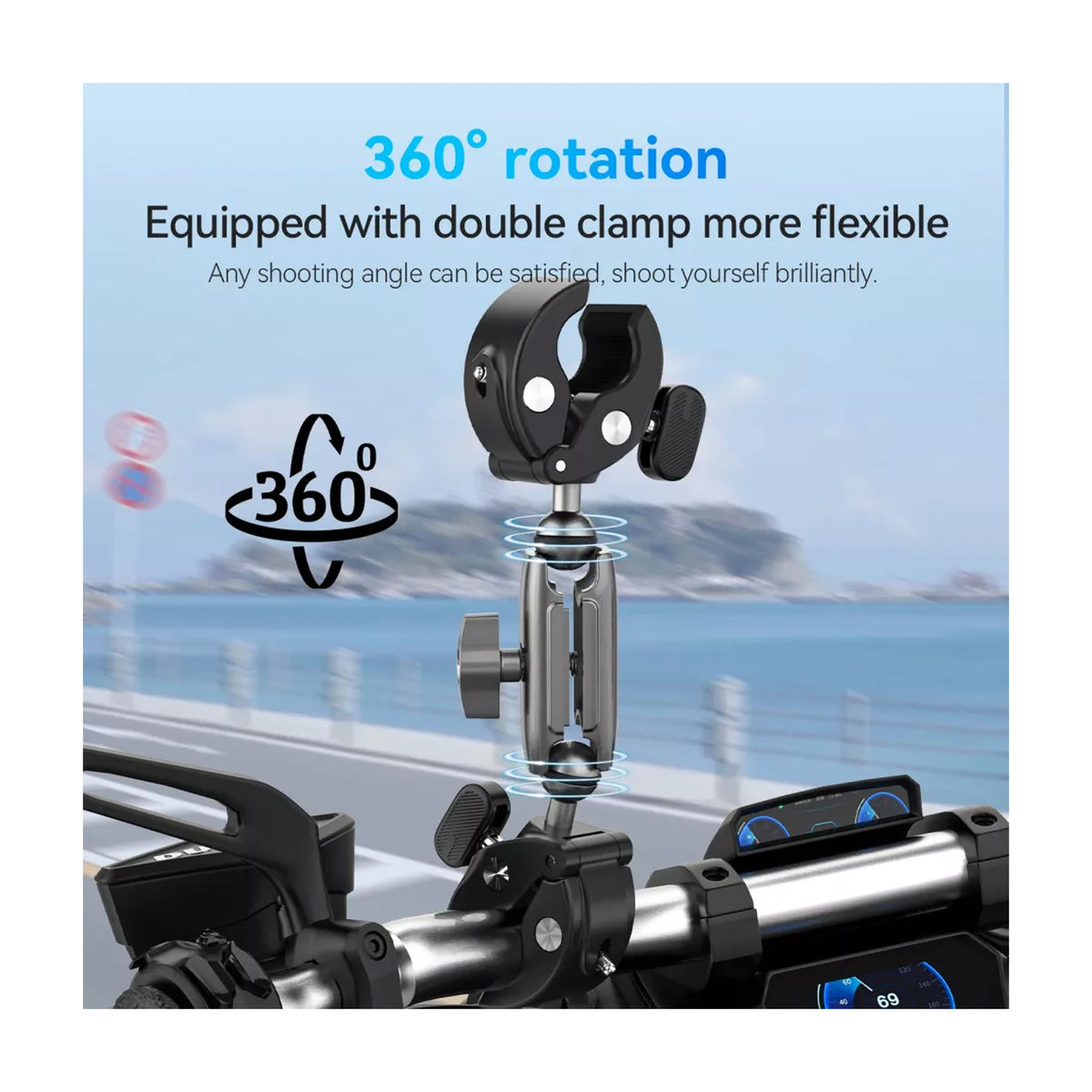 TELESIN Double-headed Crab Clamp Bike/Moto Pipe Clamp (GP-HBM-001-D)