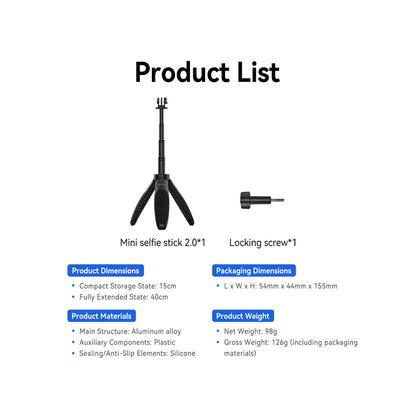 TELESIN Mini Selfie Stick 2.0(S1-MNP-01)
